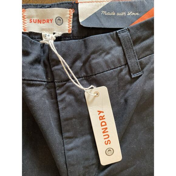 NEW SUNDRY Anthropologie Stripe Roll Up Trouser In Navy NWT Size 24 - Picture 5 of 10